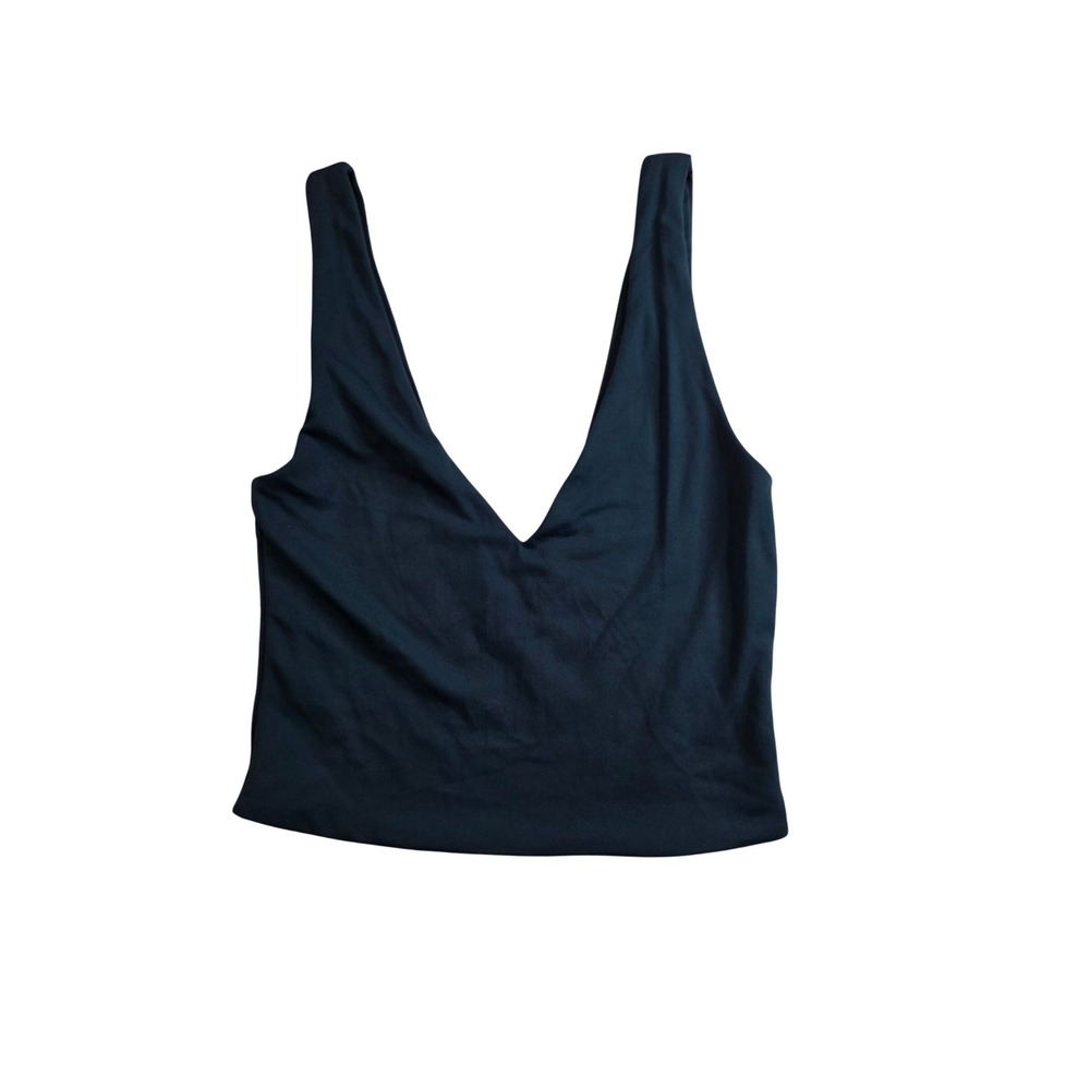 Babaton Aritzia Womens XS Deep V-Neck Crop Tank Top Dark Green Teal Minimalist